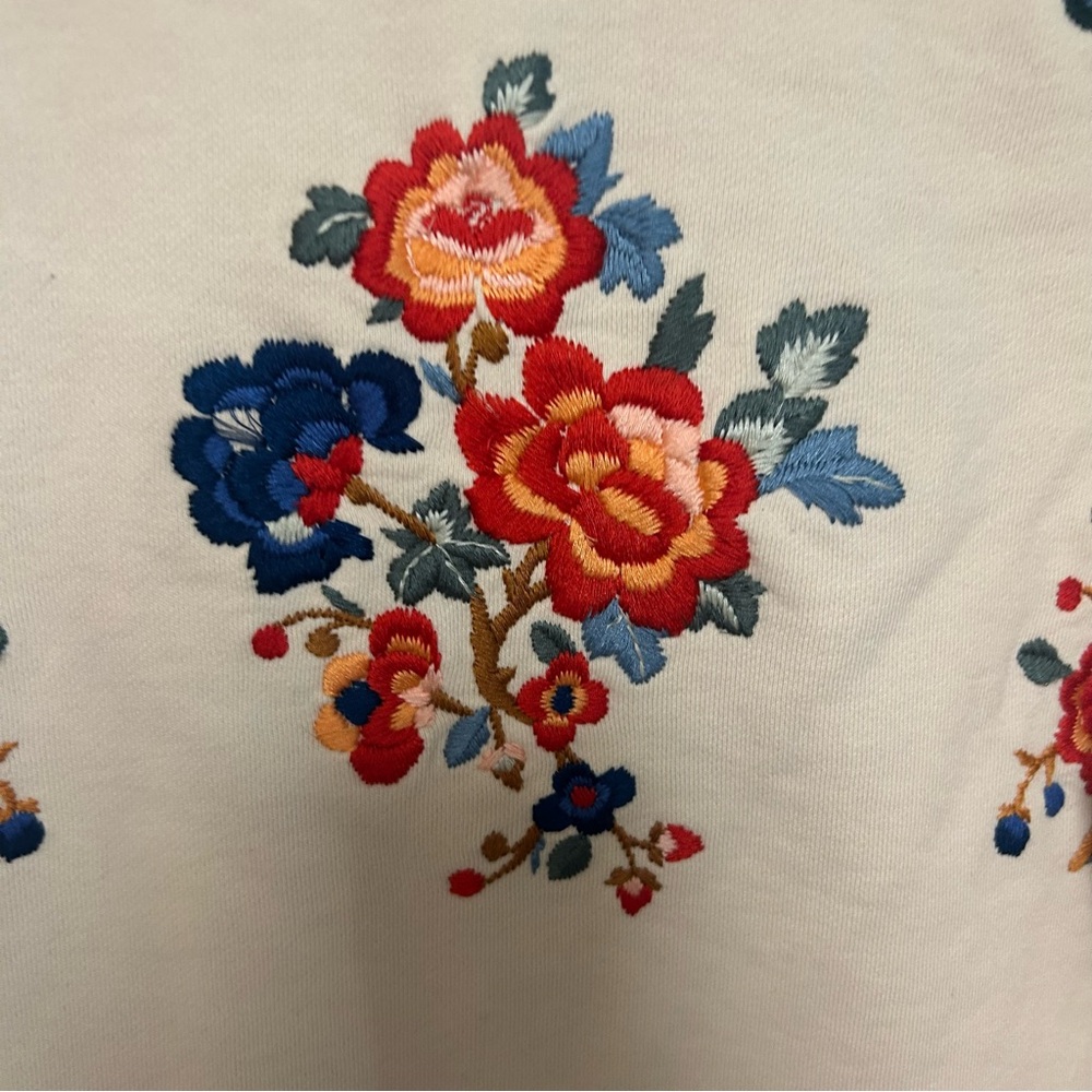 Y2K lucky brand L zip up hoodie Asian design floral embroidery sweatshirt boho - Picture 8 of 14